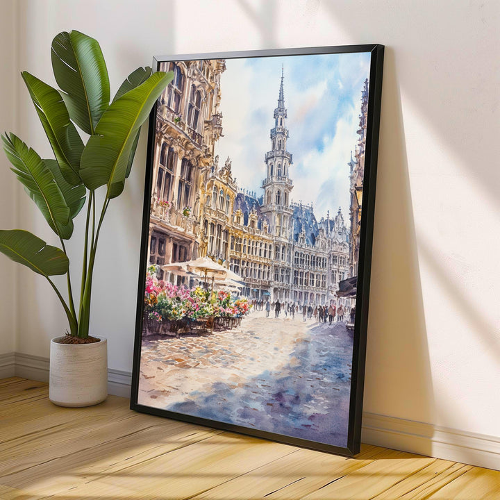 Brussels Watercolor Painting Belgium City Art Brussels Print Scenic European Decor