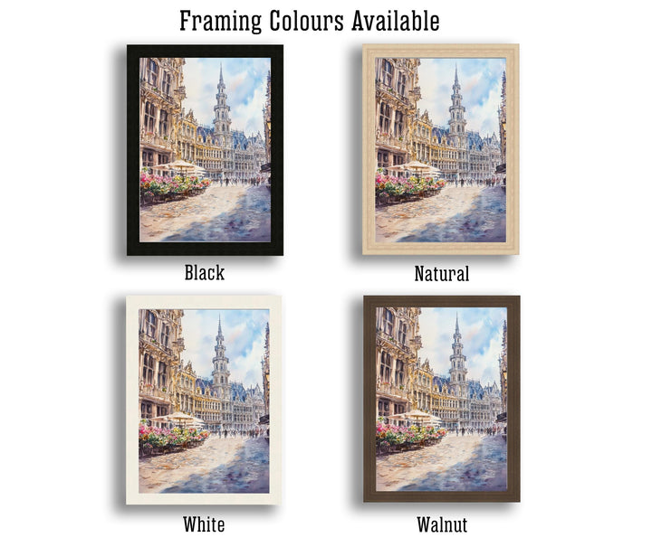 Brussels Watercolor Painting Belgium City Art Brussels Print Scenic European Decor