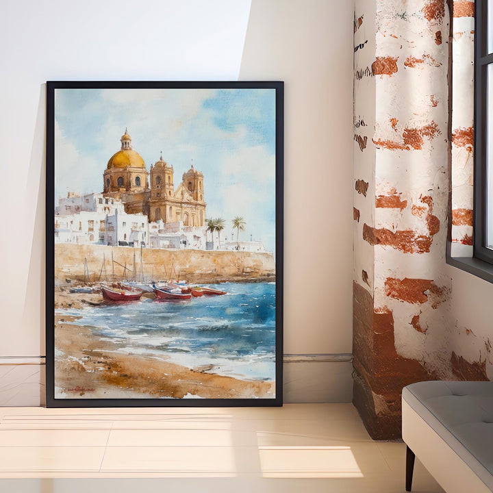 Cadiz Spain Watercolor Painting Spanish City Art Cadiz Print Scenic Andalusia Decor