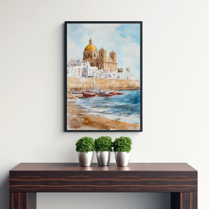Cadiz Spain Watercolor Painting Spanish City Art Cadiz Print Scenic Andalusia Decor
