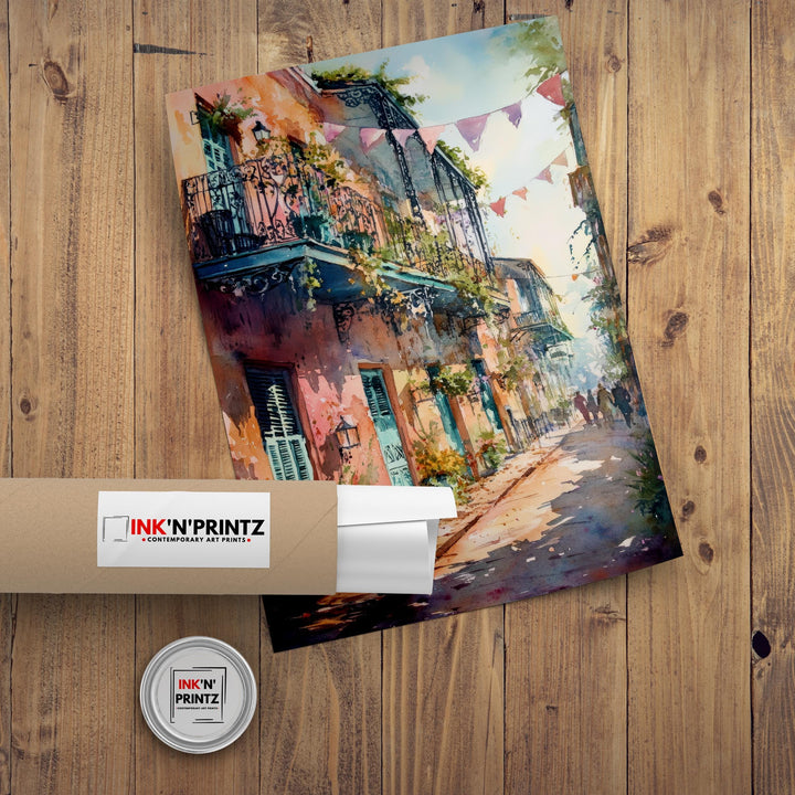 New Orleans Watercolor Poster Louisiana City Art New Orleans Print Scenic French Quarter Watercolor Decor