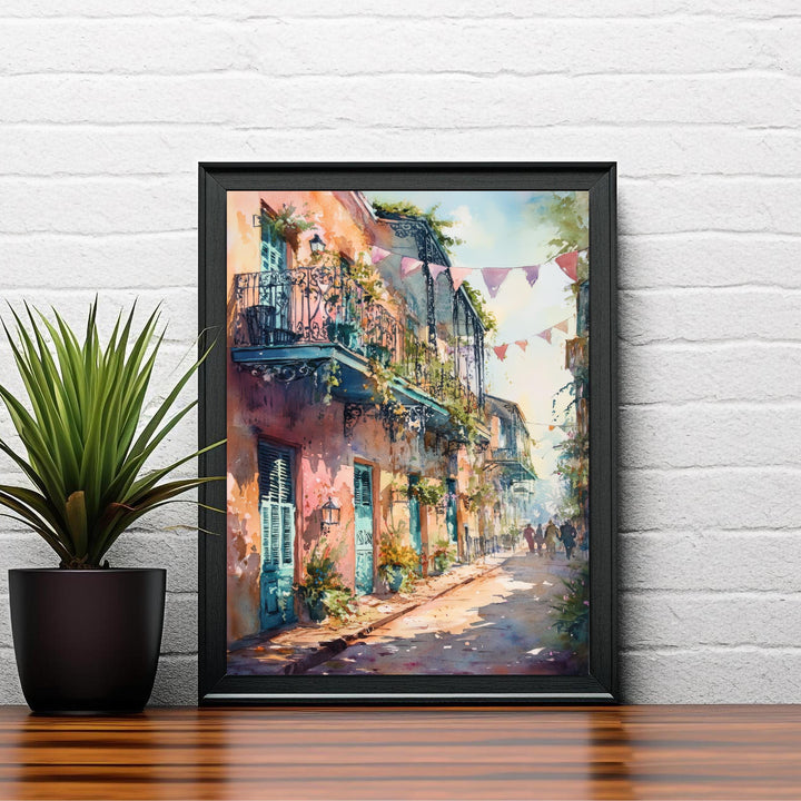 New Orleans Watercolor Poster Louisiana City Art New Orleans Print Scenic French Quarter Watercolor Decor