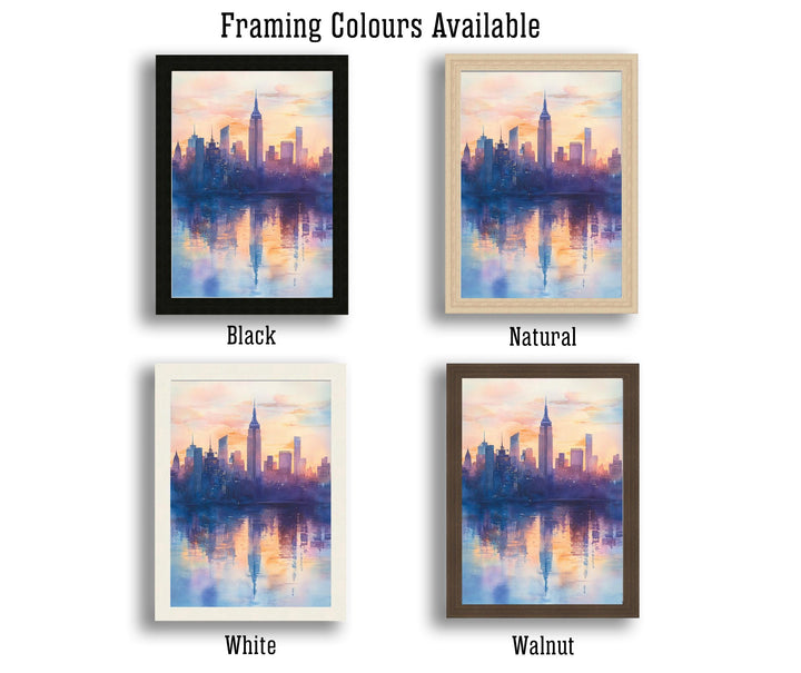 New York Skyline Watercolor Painting NYC Cityscape Art New York Print Scenic Skyline Decor