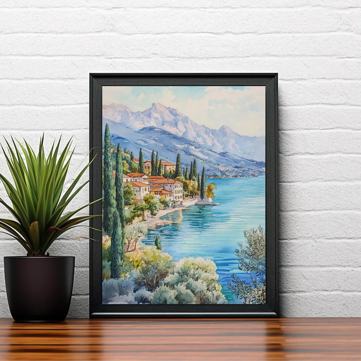 Lake Garda Watercolour Painting Italian Lake Art Lake Garda Print Scenic Italian Landscape Decor