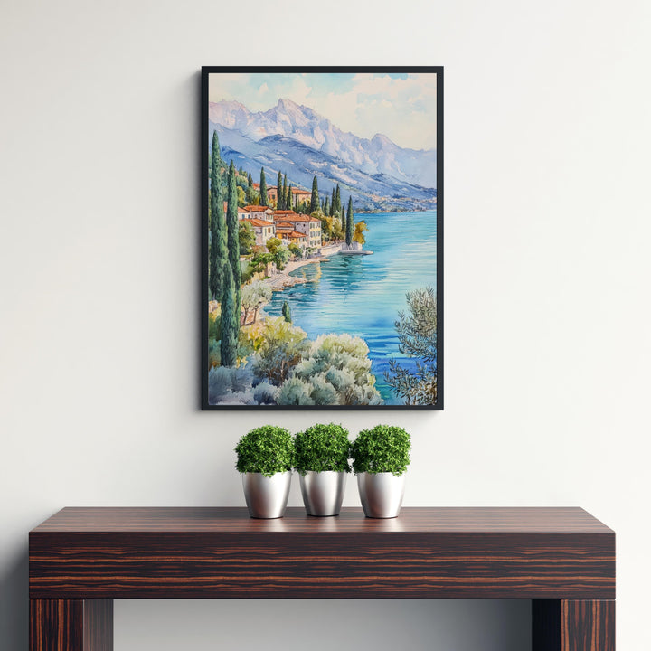 Lake Garda Watercolour Painting Italian Lake Art Lake Garda Print Scenic Italian Landscape Decor