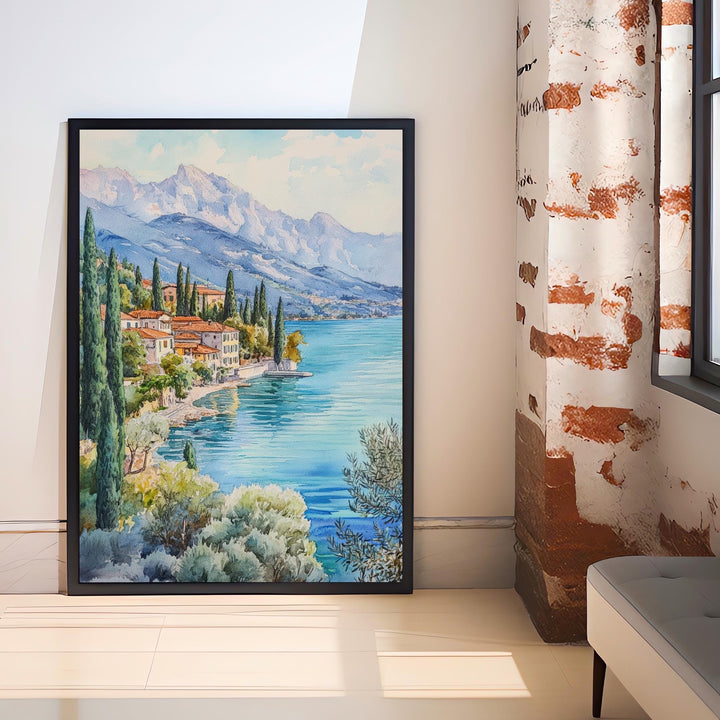 Lake Garda Watercolour Painting Italian Lake Art Lake Garda Print Scenic Italian Landscape Decor
