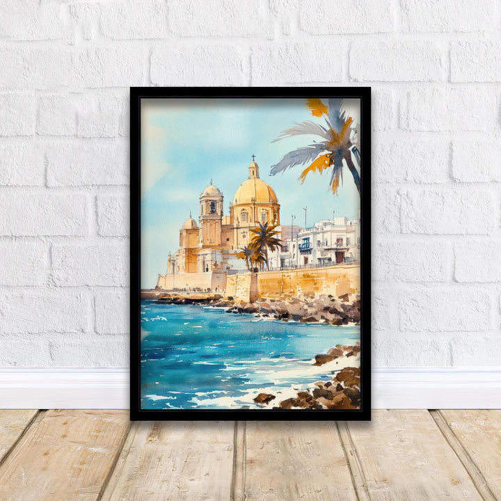 Cadiz Spain Watercolor Painting Spanish City Art Cadiz Print Scenic Andalusia Decor