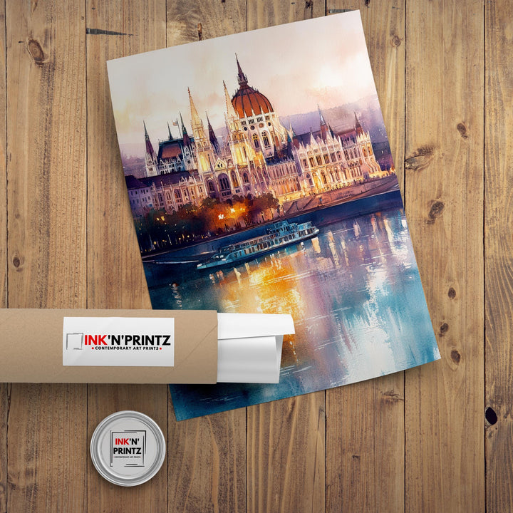 Budapest Watercolor Painting Hungarian City Art Budapest Print Scenic European City Decor