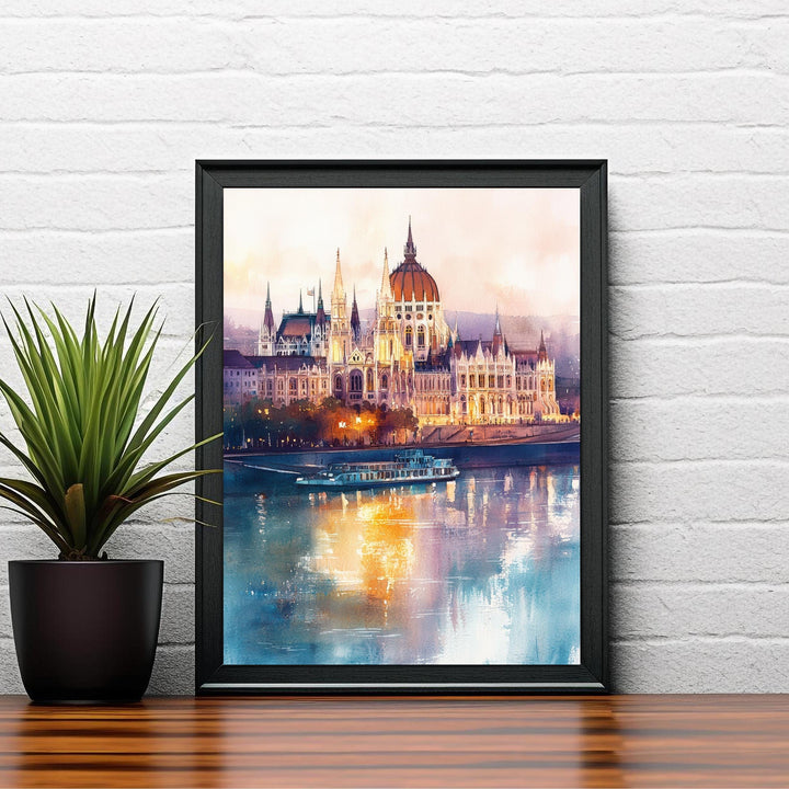 Budapest Watercolor Painting Hungarian City Art Budapest Print Scenic European City Decor