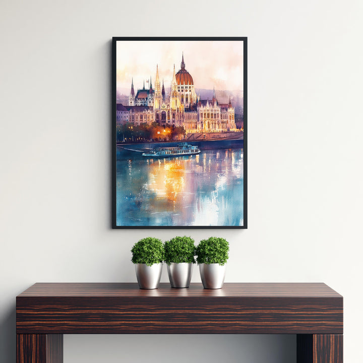 Budapest Watercolor Painting Hungarian City Art Budapest Print Scenic European City Decor