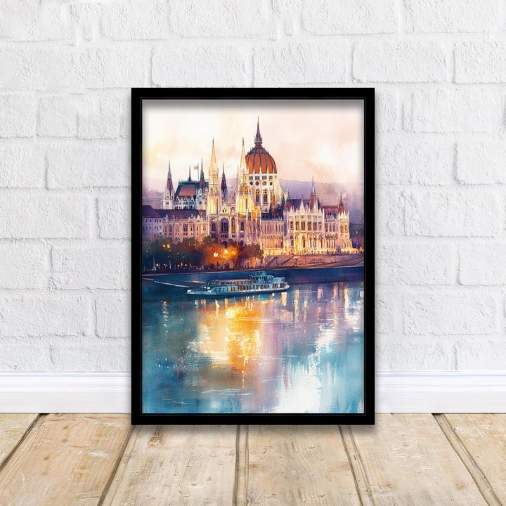 Budapest Watercolor Painting Hungarian City Art Budapest Print Scenic European City Decor