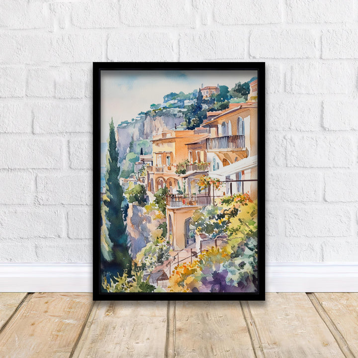 Sorrento Watercolor Painting Italy Coastal Art Sorrento Print Scenic Italy Watercolor Amalfi Coast Decor