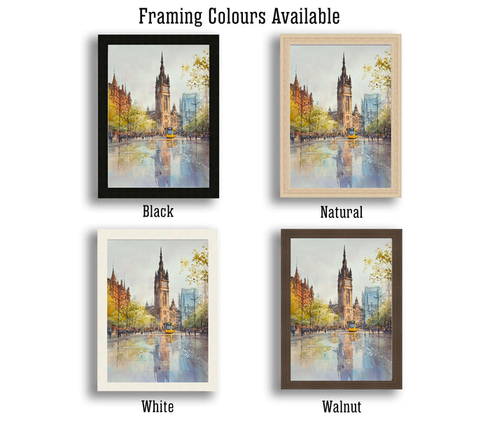 Manchester Watercolour Painting UK City Art Manchester Print Scenic Cityscape Decor