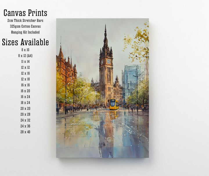 Manchester Watercolour Painting UK City Art Manchester Print Scenic Cityscape Decor