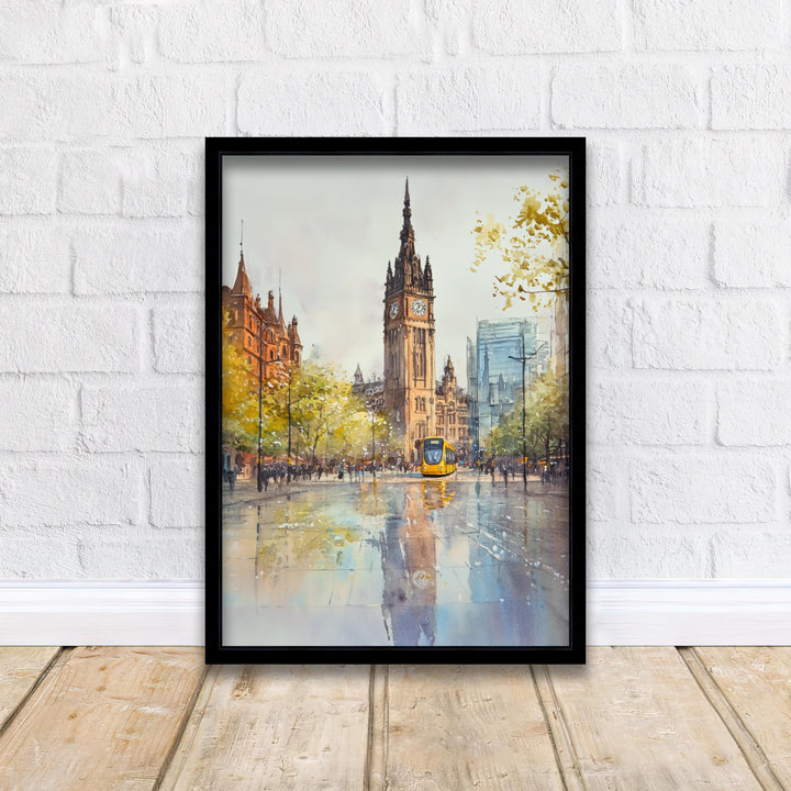 Manchester Watercolour Painting UK City Art Manchester Print Scenic Cityscape Decor