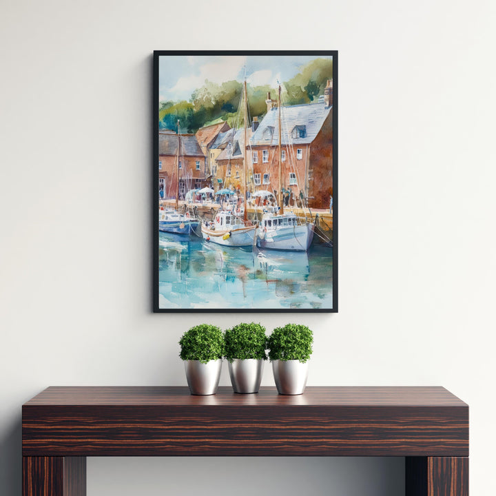Padstow Watercolor Painting Cornwall Village Art Padstow Print Scenic Coastal Decor