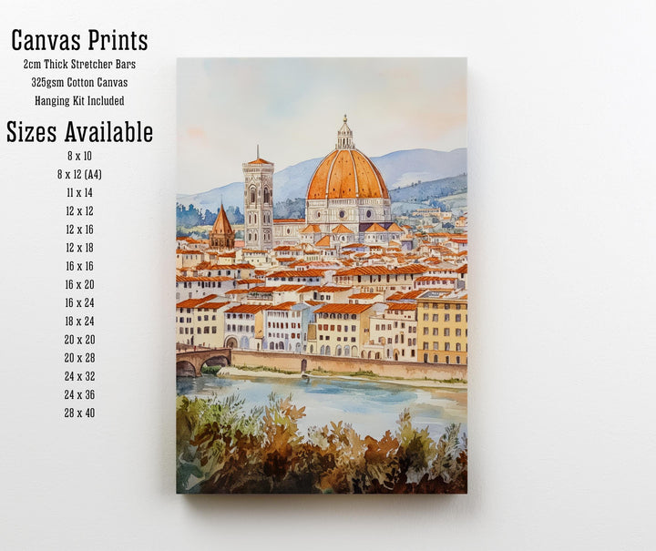 Florence Watercolor Painting Italian City Art Florence Print Scenic Tuscan Decor