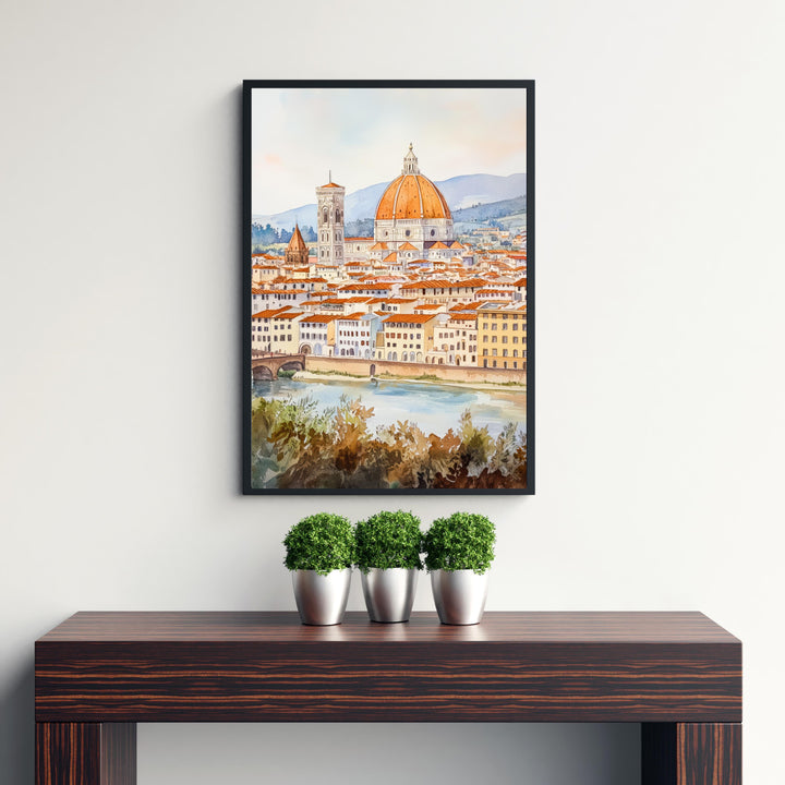 Florence Watercolor Painting Italian City Art Florence Print Scenic Tuscan Decor