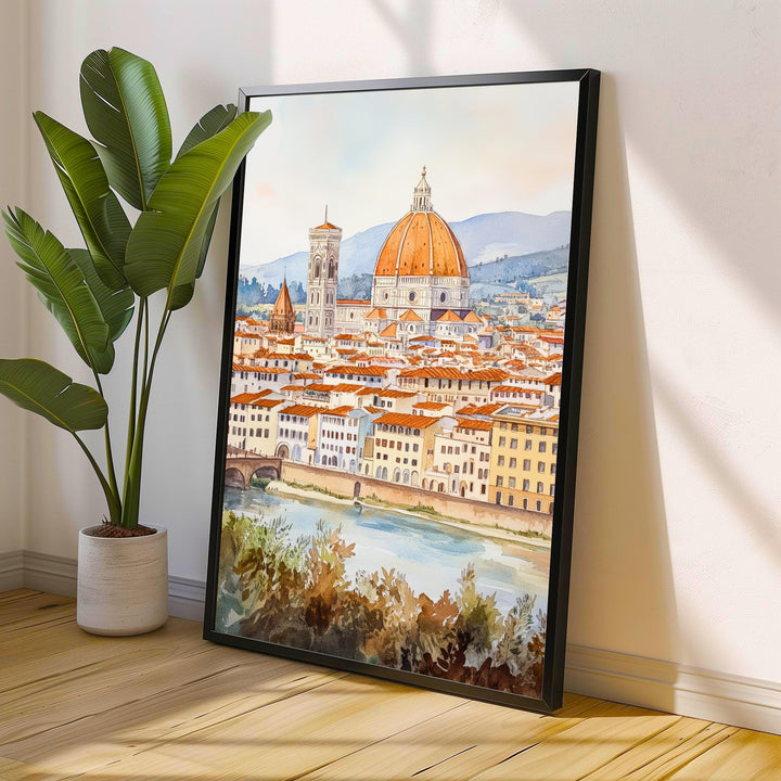 Florence Watercolor Painting Italian City Art Florence Print Scenic Tuscan Decor