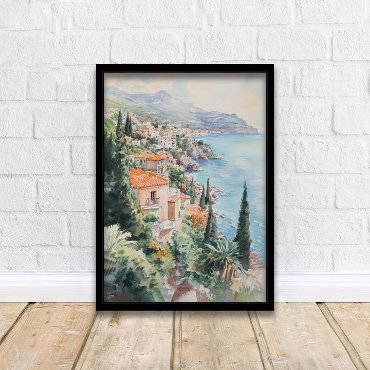 Sicily Watercolor Painting Italian Island Art Sicily Print Scenic Mediterranean Decor