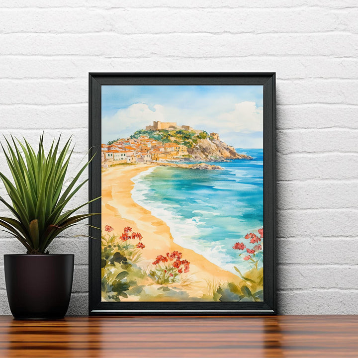 Sardinia Watercolor Painting Italian Island Art Sardinia Print Scenic Mediterranean Decor