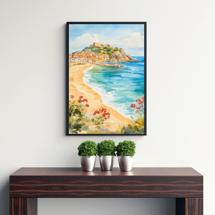 Sardinia Watercolor Painting Italian Island Art Sardinia Print Scenic Mediterranean Decor