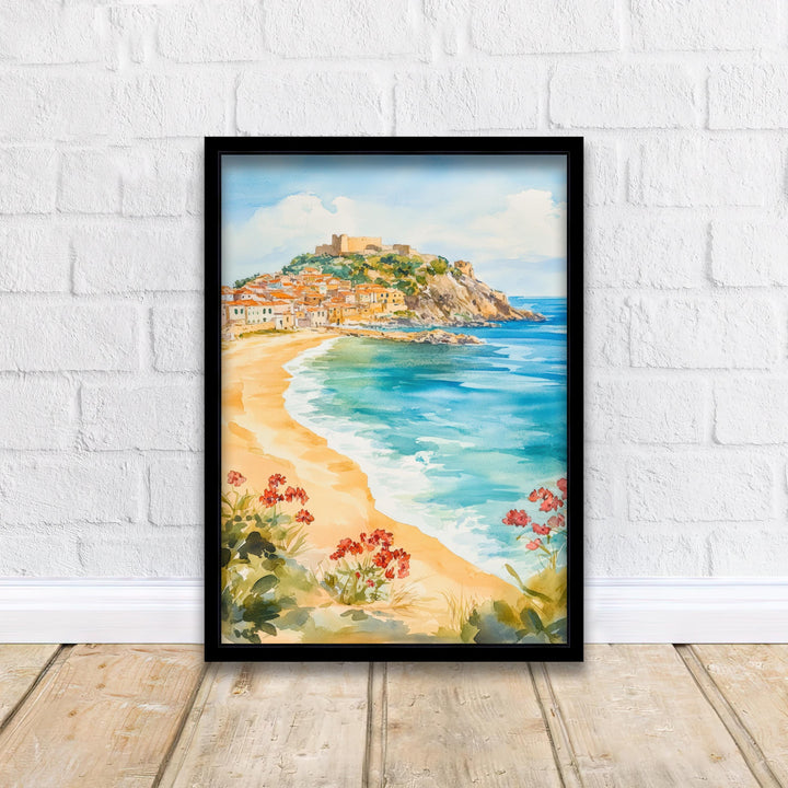 Sardinia Watercolor Painting Italian Island Art Sardinia Print Scenic Mediterranean Decor