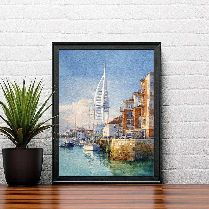 Portsmouth Watercolor Painting UK City Art Portsmouth Print Scenic Seaside Decor