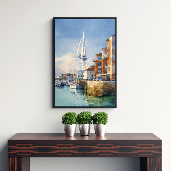 Portsmouth Watercolor Painting UK City Art Portsmouth Print Scenic Seaside Decor