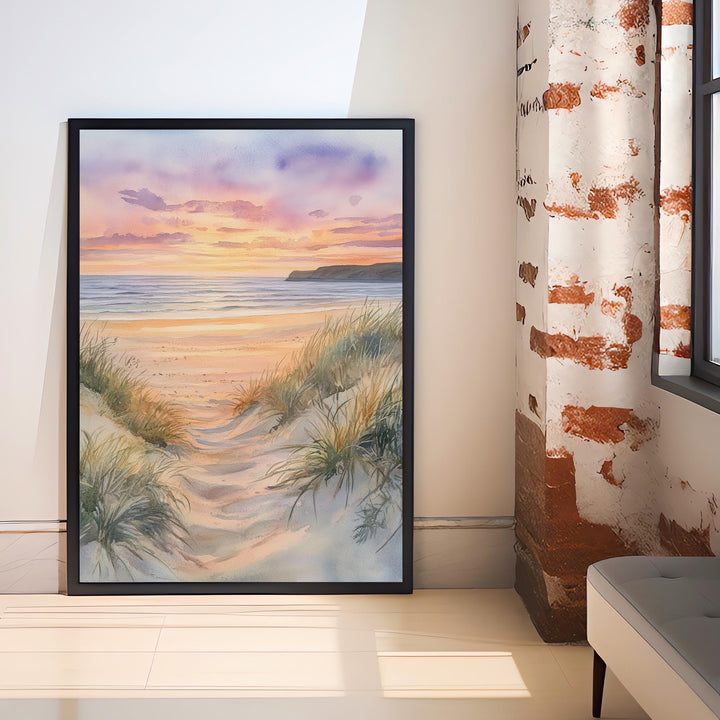 Saunton Sands Watercolor Painting North Devon Beach Art Saunton Sands Print Scenic Seaside Decor