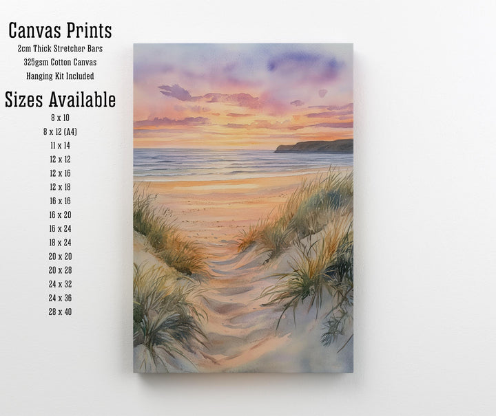 Saunton Sands Watercolor Painting North Devon Beach Art Saunton Sands Print Scenic Seaside Decor