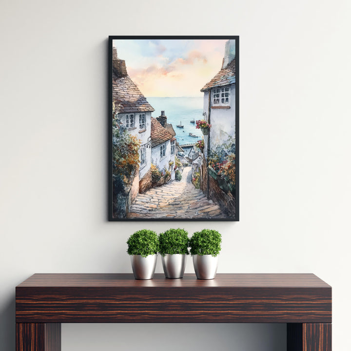 Clovelly Watercolor Painting Devon Village Art Clovelly Print Scenic Seaside Decor