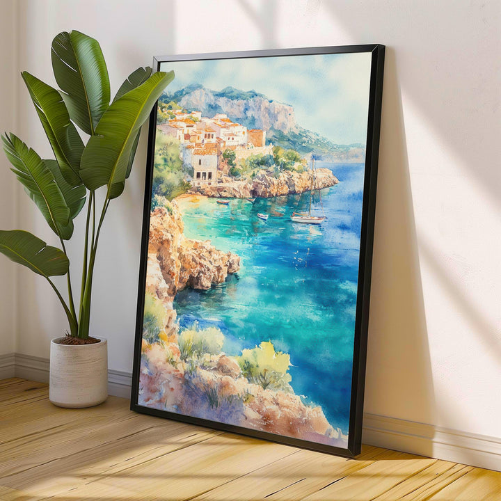 Majorca Watercolour Painting Spanish Island Art Majorca Print Scenic Mediterranean Landscape Poster Majorca Seaside Decor