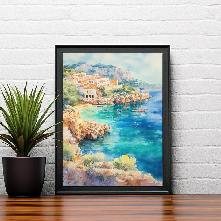 Majorca Watercolour Painting Spanish Island Art Majorca Print Scenic Mediterranean Landscape Poster Majorca Seaside Decor
