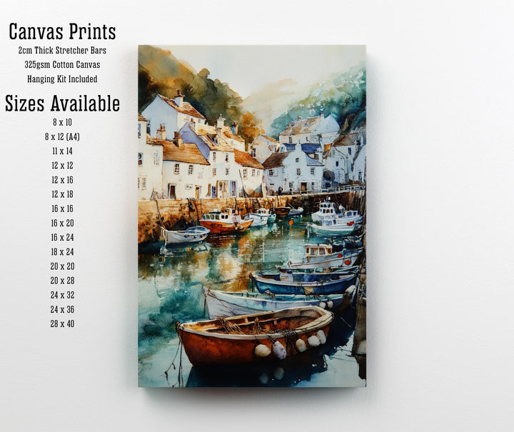 Mevagissey Watercolor Painting Cornwall Coastal Art Mevagissey Print Scenic Seaside Village Decor