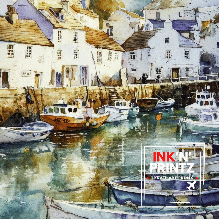 Mevagissey Watercolor Painting Cornwall Coastal Art Mevagissey Print Scenic Seaside Village Decor