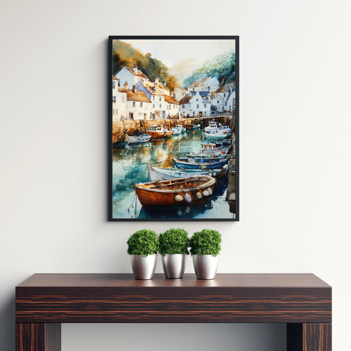 Mevagissey Watercolor Painting Cornwall Coastal Art Mevagissey Print Scenic Seaside Village Decor