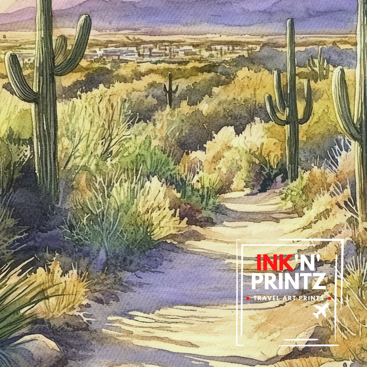 Scottsdale Arizona Watercolor Painting Desert Art Scottsdale Print Scenic Arizona Watercolor Decor
