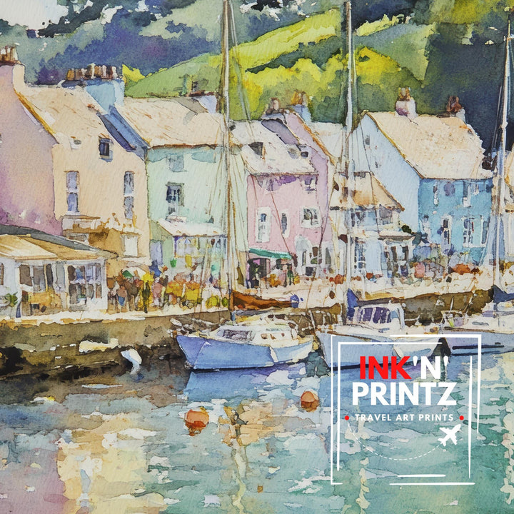 Salcombe Watercolor Painting Cornwall Coastal Art Salcombe Print Scenic Seaside Decor