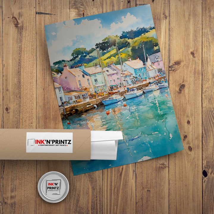 Salcombe Watercolor Painting Cornwall Coastal Art Salcombe Print Scenic Seaside Decor