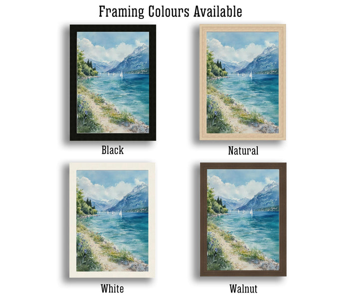 Lake Annecy Watercolor Painting French Alps Art Annecy Print Scenic Lake Decor Watercolor Landscape