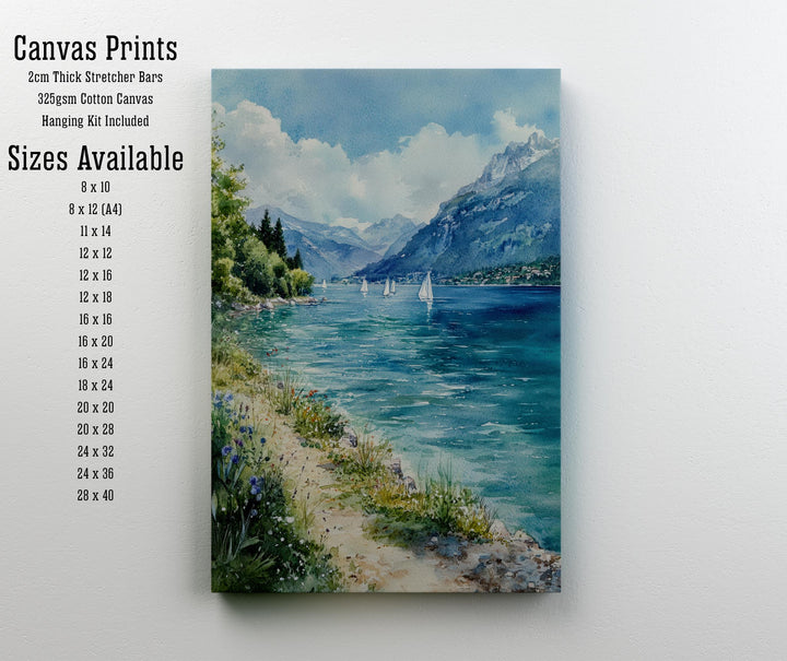 Lake Annecy Watercolor Painting French Alps Art Annecy Print Scenic Lake Decor Watercolor Landscape