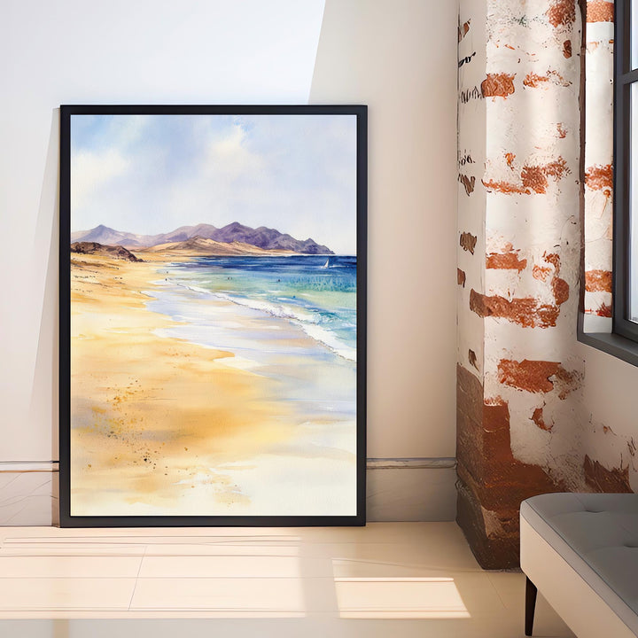 Fuerteventura Watercolor Painting Canary Islands Art Fuerteventura Print Scenic Beach Decor
