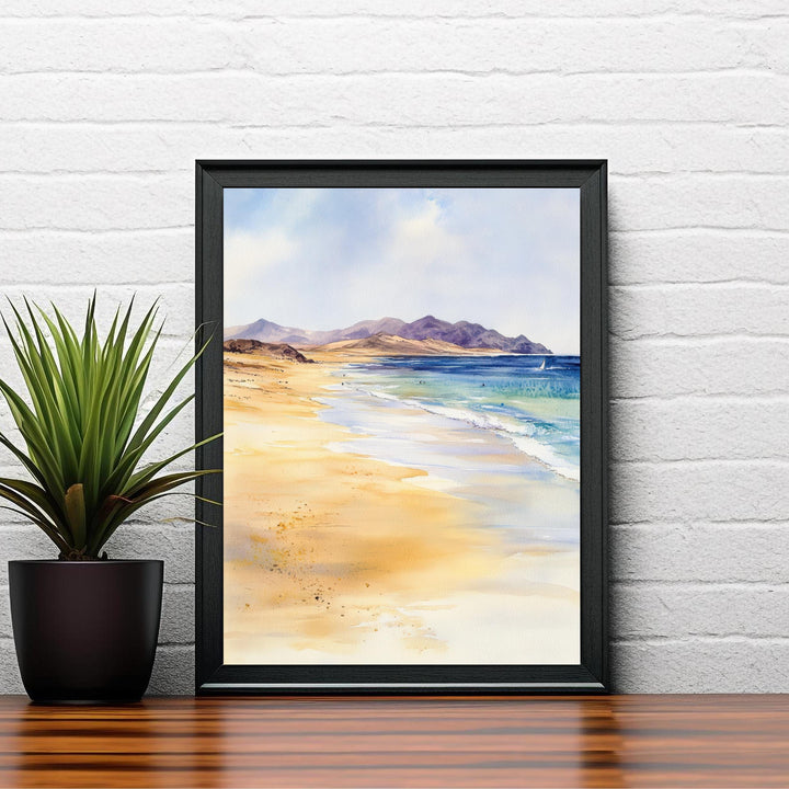 Fuerteventura Watercolor Painting Canary Islands Art Fuerteventura Print Scenic Beach Decor