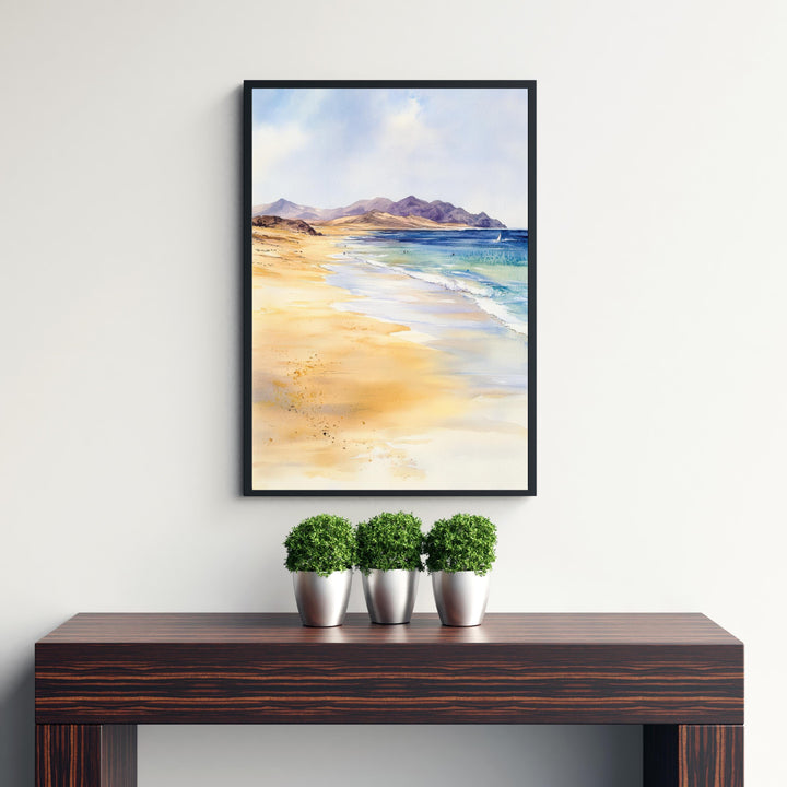 Fuerteventura Watercolor Painting Canary Islands Art Fuerteventura Print Scenic Beach Decor