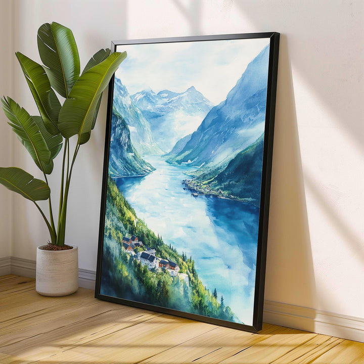 Geiranger Norway Watercolor Painting Scenic Fjord Art Geiranger Print Norway Landscape Decor