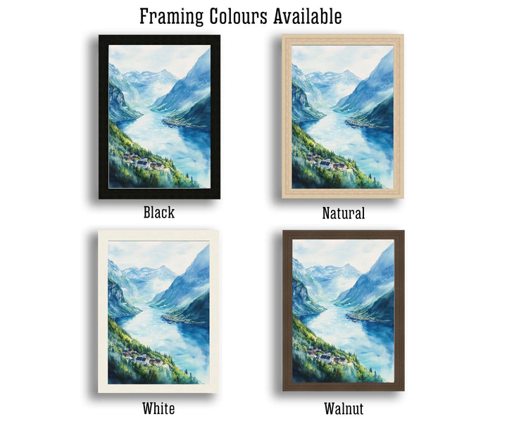Geiranger Norway Watercolor Painting Scenic Fjord Art Geiranger Print Norway Landscape Decor