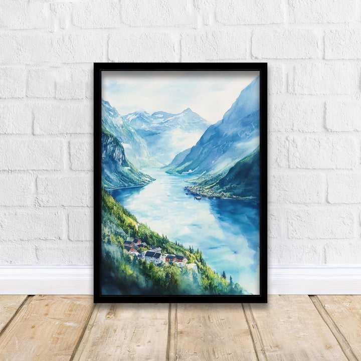 Geiranger Norway Watercolor Painting Scenic Fjord Art Geiranger Print Norway Landscape Decor