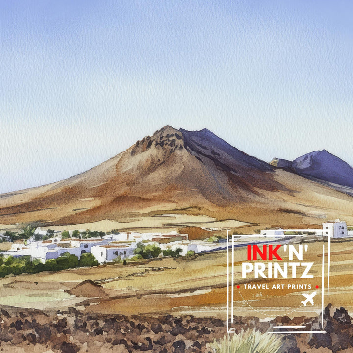 Lanzarote Watercolor Painting Canary Islands Art Lanzarote Print Scenic Island Decor