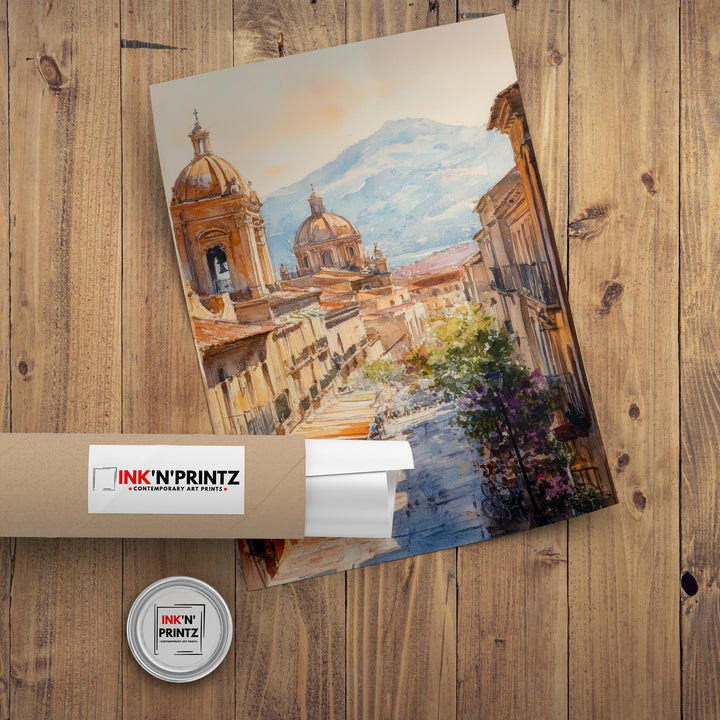Palermo Sicily Watercolor Painting Italian City Art Palermo Print Scenic Sicily Decor